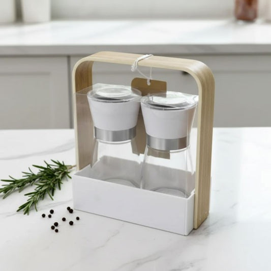 Spice Jar 2pc Set with Wood Stand