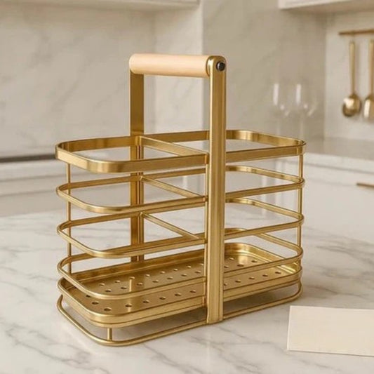 2 Partition Golden Spoon Holder