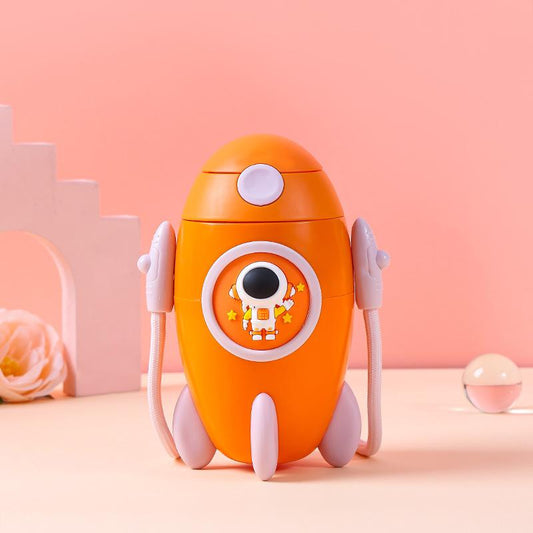 Space Rocket Shaped Water Bottle-Orange