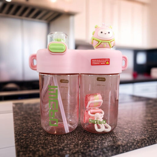 Dual-Slot Water Bottle-Pink