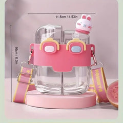 Two Compartment Water Bottle Small-Pink