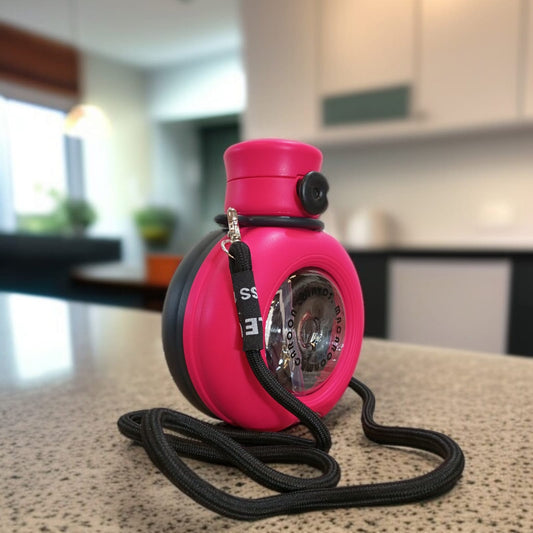 Round  Double Drink Water Bottle-Black & Pink