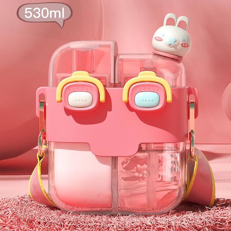 Two Compartment Water Bottle Small-Pink