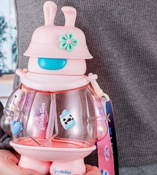 Space Rabbit Sipper Bottle -Pink