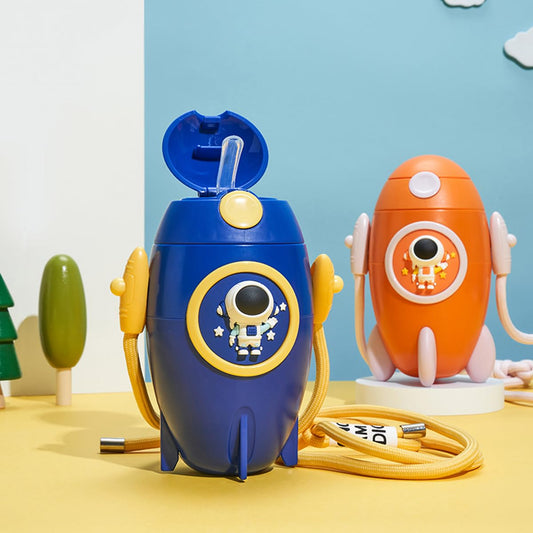 Space Rocket Shaped Water Bottle-Blue