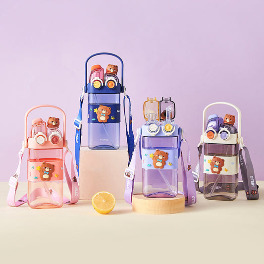 Adorable Cartoon Kids' Water Bottle-Purple