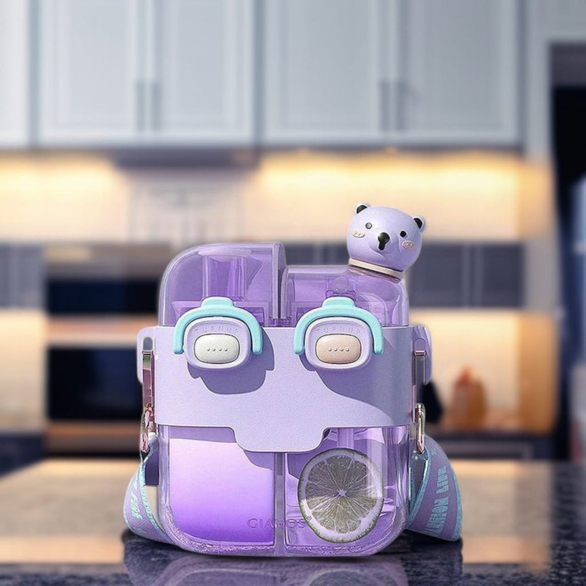 Two Compartment Water Bottle Small-Purple