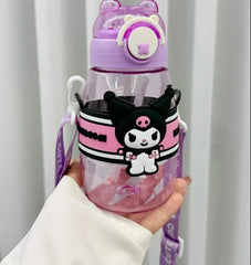 Cartoon Transparent Sports Water Bottle-Purple