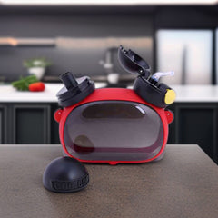 Plastic Flip Top Sipper Water Bottle-Red & Black