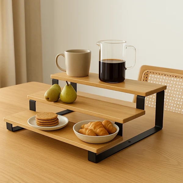 3 Tier Bamboo Stand With Metal Base