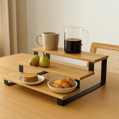 3 Tier Bamboo Stand With Metal Base