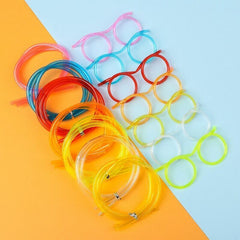 Multi Color Novelty Soft Plastic Straw Glasses