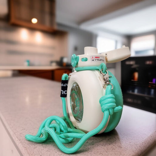 Round  Double Drink Water Bottle-White & Green