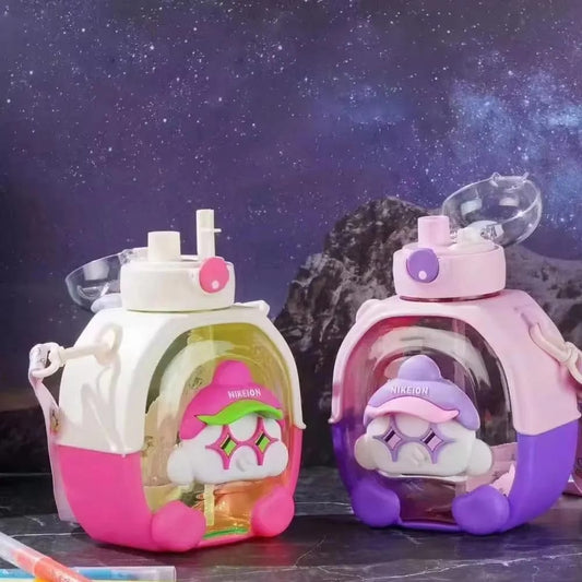 Cartoon Design Sipper Water Bottle-White