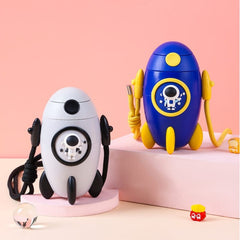 Space Rocket Shaped Water Bottle-White