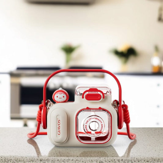 Camera Shaped Water Bottle Bounce Lid-White