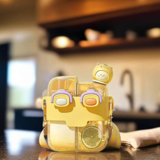 Two Compartment Water Bottle Small-Yellow