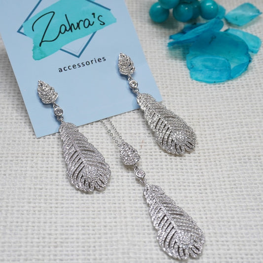 2 Pc Set Ear Rings & Pendant Locket Leaf Design 165519
