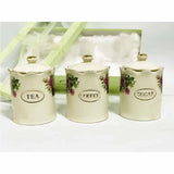 3-Pcs Ceramic Tea, Coffee, Sugar Jar