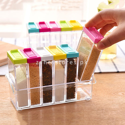 6pcs Transparent Spice Jar Seasoning Box