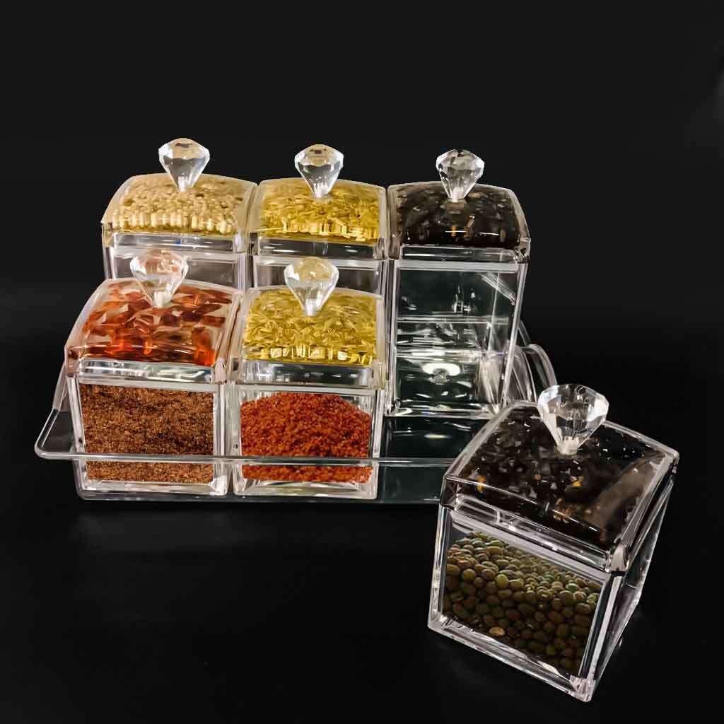 Acrylic Spice 6-Jars With Tray