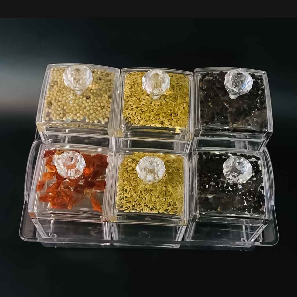 Acrylic Spice 6-Jars With Tray