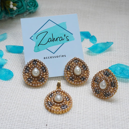 3Pc Earrings Pendant &amp; Ring Tear Drop 715/24