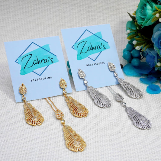 2 Pc Set Ear Rings & Pendant Locket Leaf Design 165519