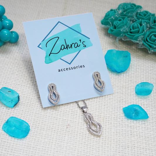 2 Pc Set Ear Rings & Pendant Locket Silver 505/20