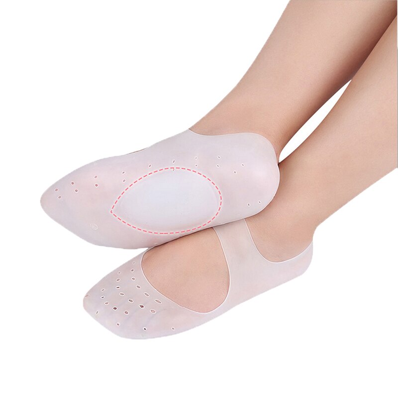 1 Pair Full Length Silicone Socks Anti Cracks (White)