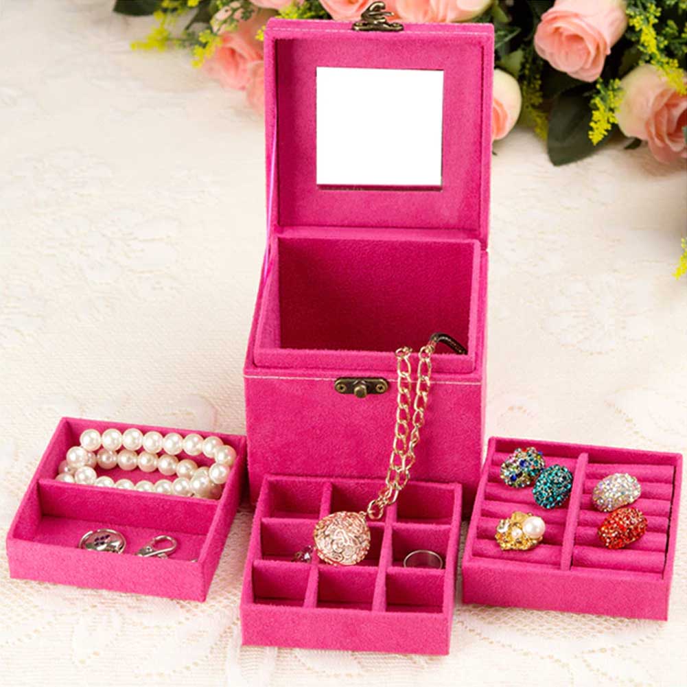 New Style mirror Velvet Jewelry Box