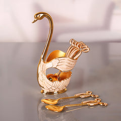 Luxury Swan Spoon Set Big Size White