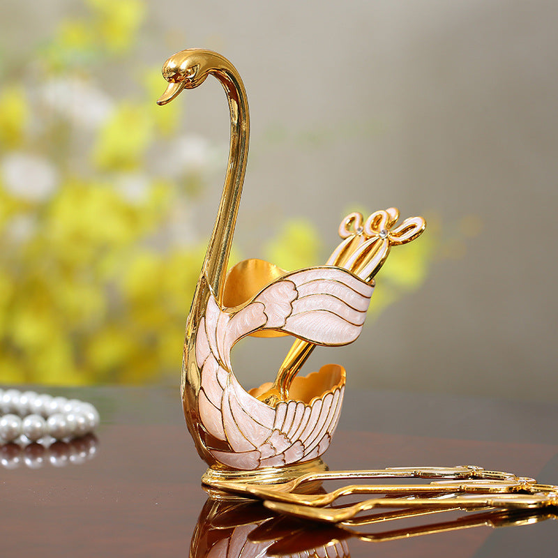 Luxury Swan Spoon Set Big Size White