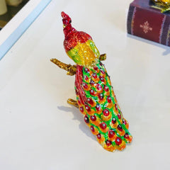 Metal Pecock Figurines For jewelry Storage