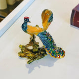 Metal Pecock Figurines For jewelry Storage