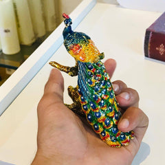 Metal Pecock Figurines For jewelry Storage