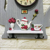 Kettle Shape Wall Mounted Clock &amp; Keys Holder