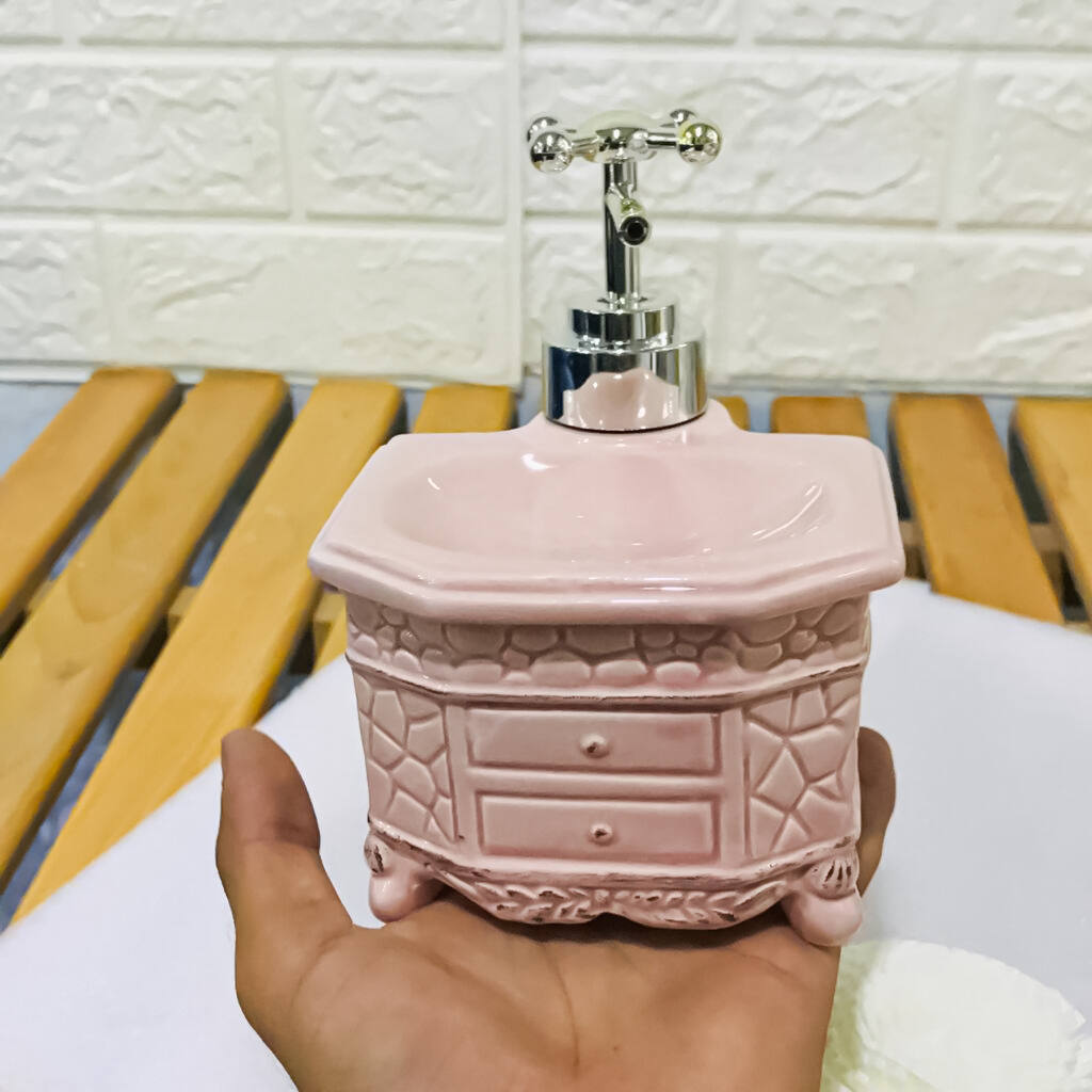 Ceramic Cupboard Shape Liquid Soap Dispenser