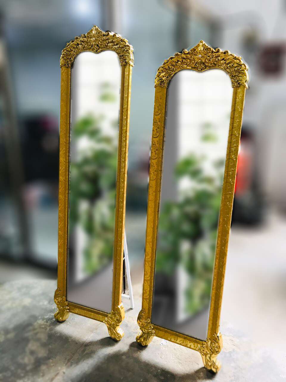 Floor Standing Golden Baroque Mirror