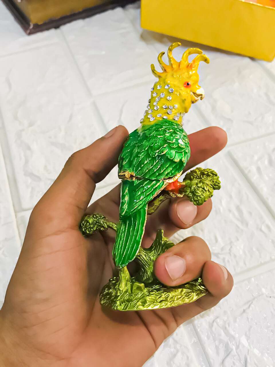 Metal Parrot Shape jewelry Storage Figurines