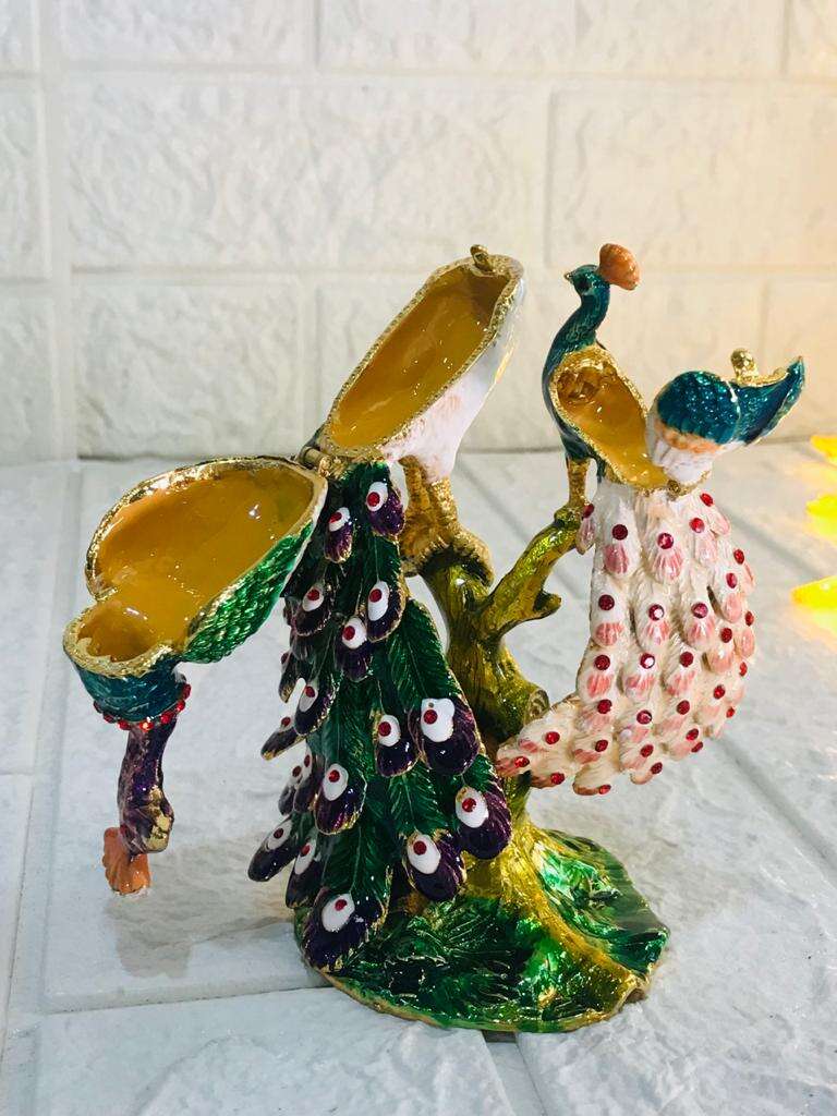 Beautiful Pecock Figurines For jewelry Storage
