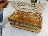 Golden Antique Crystal Tissue Box