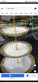 3-tier ceramic serving tray - white
