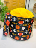 Toy storage bag with foldable playing Mat