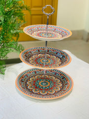 3 Tier Melamine Floral Serving Tray