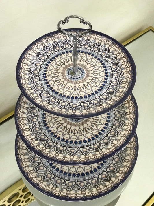 3 Tier Melamine Floral Serving Tray