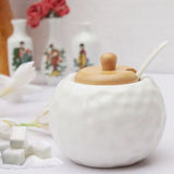 White Ceramic Sugar Bowl With Lid