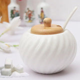 White Ceramic Sugar Bowl With Lid