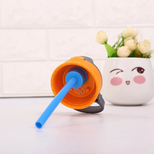 Print Water Cup with Straw (Orange)