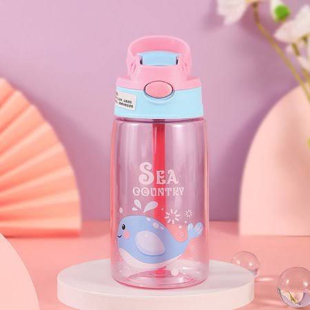 Print  Water Cup with Straw (Pink)